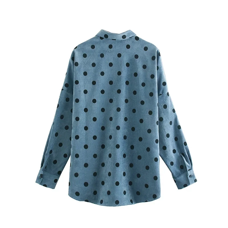 Увядшая английская винтажная Вельветовая рубашка в горошек большого размера для женщин blusas mujer de moda рубашка для женщин Топы И Футболки размера плюс