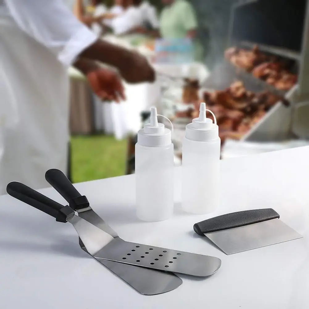 Профессиональный для барбекью Griddle аксессуары комплект сверхмощный из нержавеющей стали 5 шт. набор барбекю Teppanyaki гриля гаджет