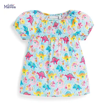 

Little maven children 2020 summer new baby girls clothes animal print brand cotton short sleeve t shirt girl tee tops