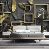 Custom 3D Photo Wallpaper Murals Modern Creative Golden Leaf 3D Stereoscopic Geometric Living Room Sofa TV Background Wall Mural ► Photo 2/6
