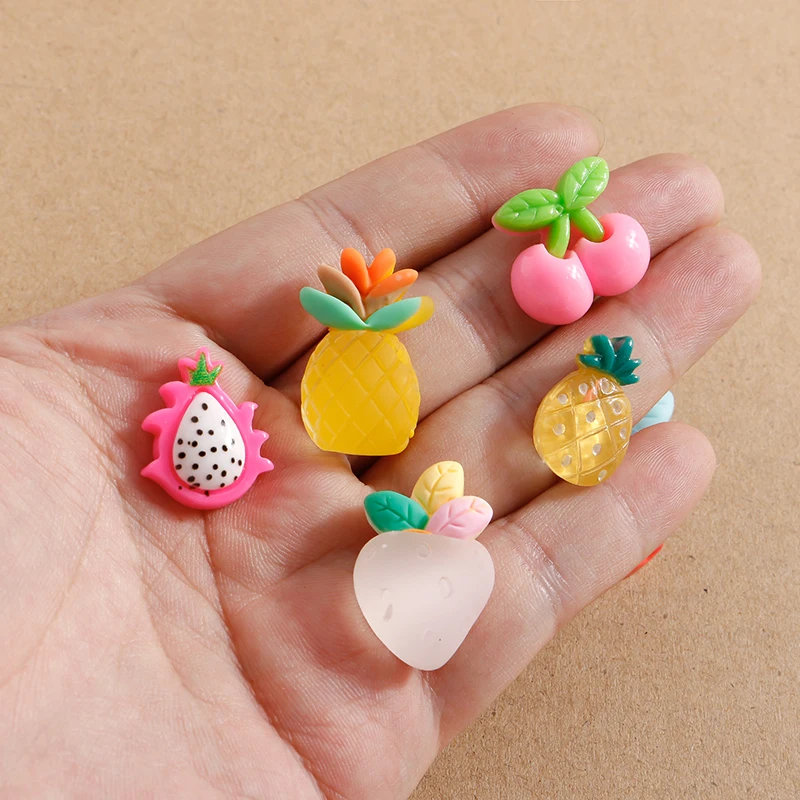 10 Stück Niedliche Frucht-Cabochons (Kirsche, Pfirsich, Birne) mit Flacher Rückseite für Scrapbooking, Schmuckherstellung, DIY Kinder-Haarspangen, Broschen und Bastelbedarf – Detail 2