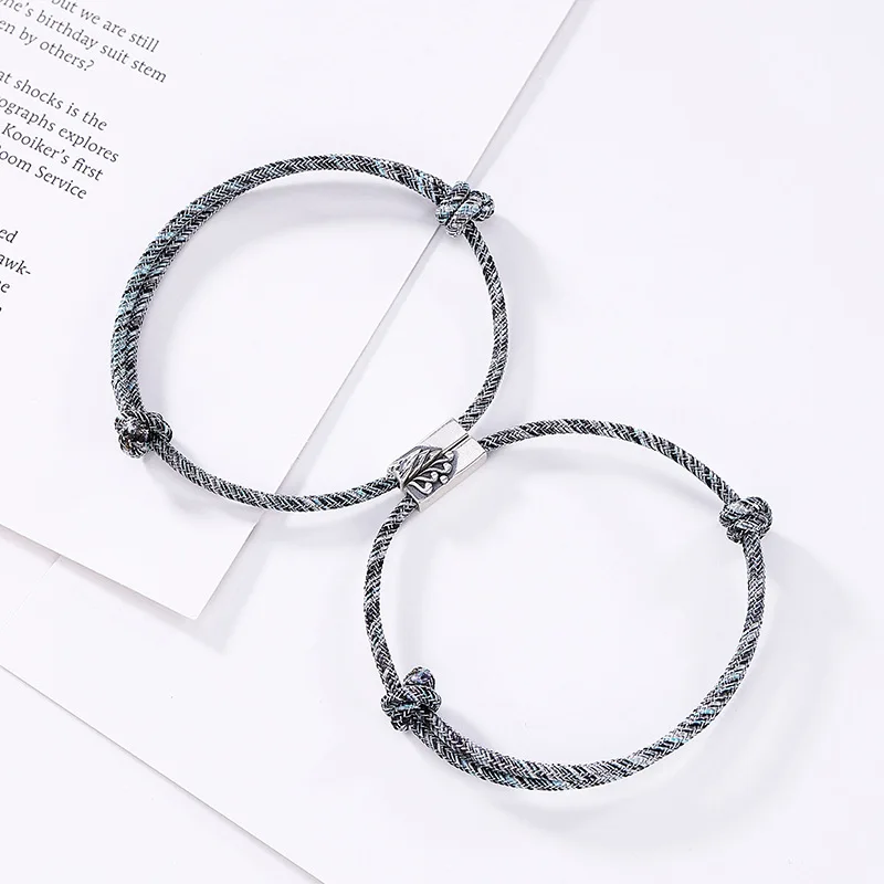 

One Deer Silver S925 Fine Silver a Solemn Pledge of Love Couples Carrying Strap Magnet Men And Women-Bracelets Simple Fashion De
