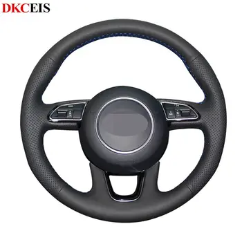 

DIY Hand-stitched Black Soft Artificial Leather Steering Wheel Cover for Audi Q7 (4L) Q3 (8U) Q5 (8R) SQ5 (8R) 2013-2017
