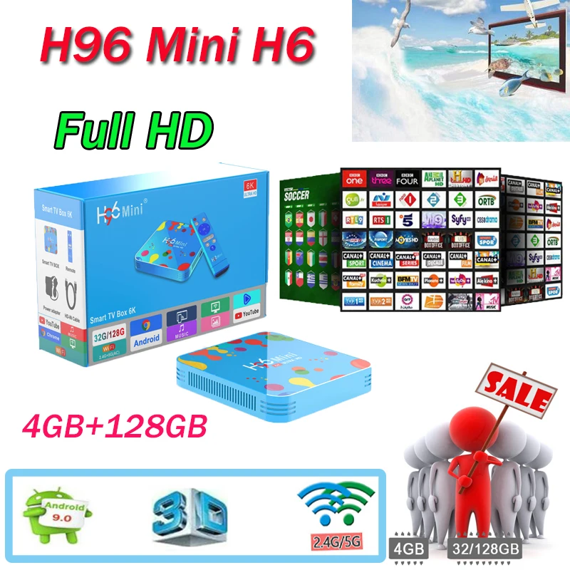 Android ТВ приставка H96 мини H6 Смарт ТВ приставка 4 Гб 128 Гб Allwinner H6 четырехъядерный медиаплеер поддерживает испанскую ip ТВ подписку