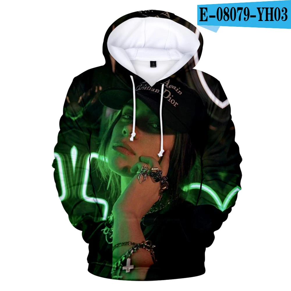3D Популярная Толстовка Billie Eilish с 3D рисунком для мужчин и женщин; модные толстовки для мальчиков и девочек; Повседневный детский белый пуловер с 3D рисунком - Цвет: 3D