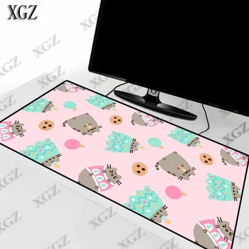 

XGZ Cute Cat on Pink Background Large Gaming Mouse Pad Lock Edge Mat for Laptop Computer Keyboard Desk Dota