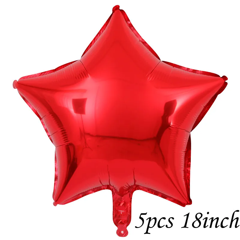 5pcs red star 20 шт./лот, красные, черные латексные шары, 5 шт., 18 дюймов, красный воздушный шар из фольги в форме сердца для свадьбы, Дня Святого Валентина, дня рождения, украшения - Цвет: 5pcs red star