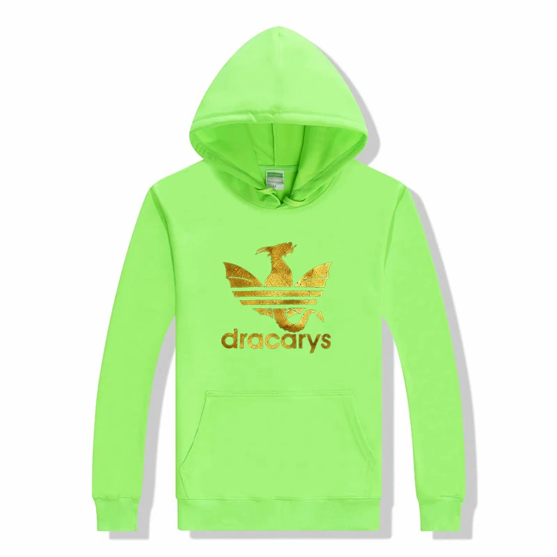 

2019 Gold Color Dracarys Print Men Hoodie Game Of Thrones Hooded Hip Hop Sweatshirts Autumn Winter Male Hoodies Clothing Tops