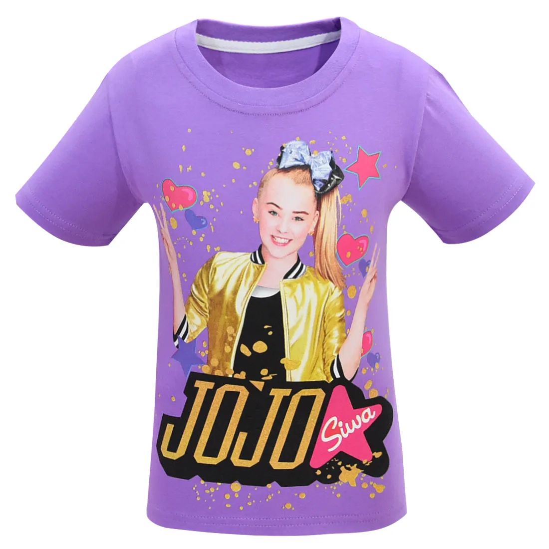 Новая детская летняя футболка одежда для девочек Jojo Siwa/одежда футболка с короткими рукавами детская хлопковая Футболка с героями мультфильмов футболки, топы для девочек