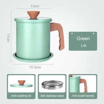 

Oil Strainer Pot Grease Can Stainless Steel Oil Storage Can Container with Fine Mesh Strainer Dust-proof lid Non-slip XH