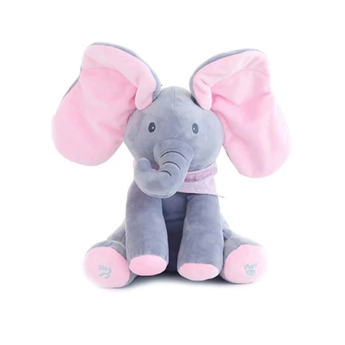 30cm Peek a Boo Elephant Teddy Bear Plush Toy Animals Plush Stuffed Music Doll Elephant Interactive 4