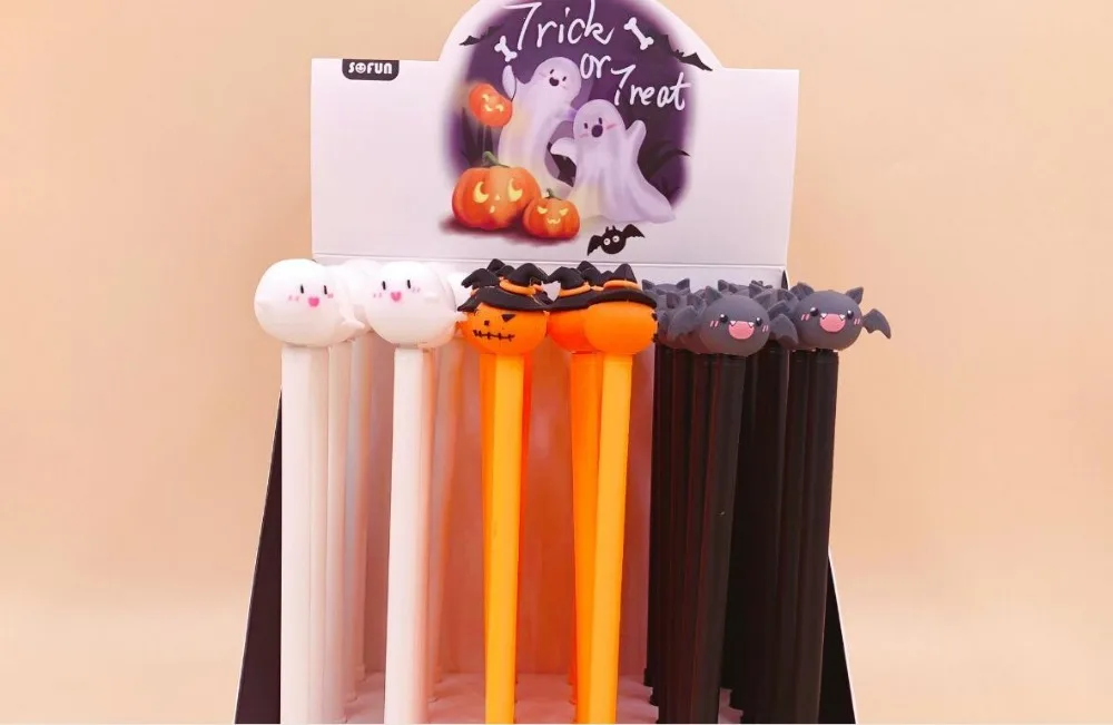 Тыква Happy Halloween гелевая ручка стильная футболка с изображением персонажей видеоигр школьный подарок для студентов ручка с гелевыми чернилами офисные туфли, черного цвета, Письменная ручка для детей ручка 36 шт