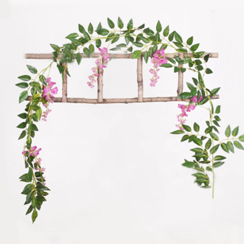 6.6 FT Hanging Artificial Silk Wisteria Fake Garden Flowers Plants Vines Wedding