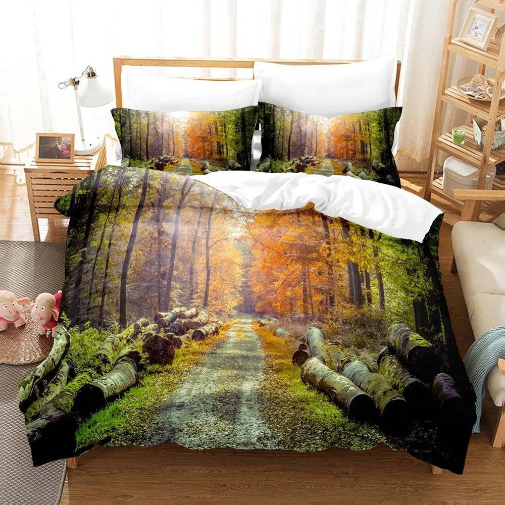 New Beauty Tree Road Bedding Set Single Twin Full Queen King Size Tree Road Sky Bed Set Aldult Kid Bedroom Duvetcover Sets 008 bedspread Bedding Sets