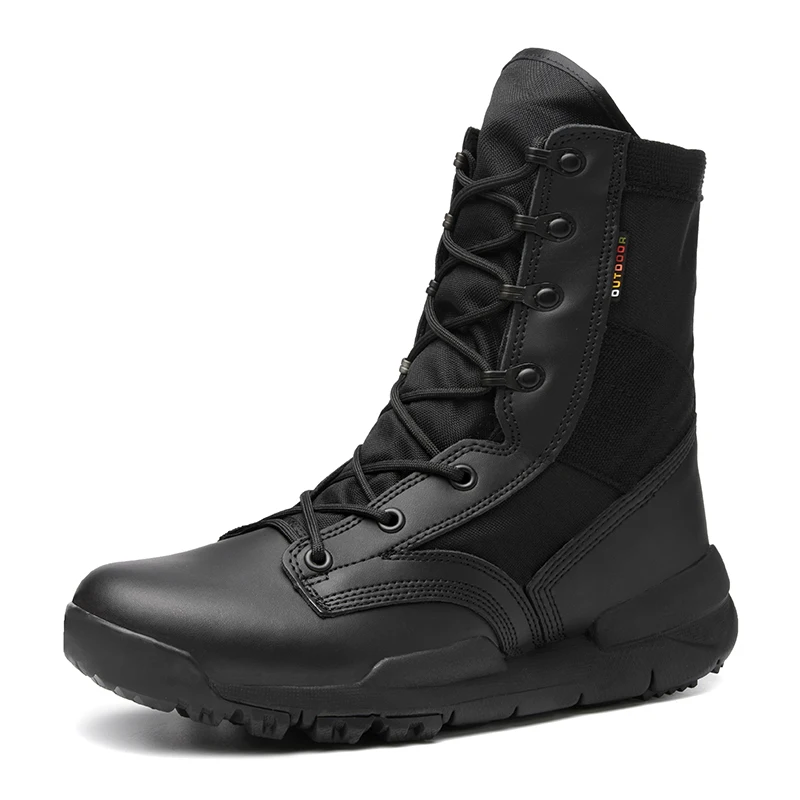 black Anti-sand Combat Military Boots Men Outdoor Travel Climbing Hiking Shoes Mens Shockproof Waterproof Army Desert Tactical Boots - Цвет: black