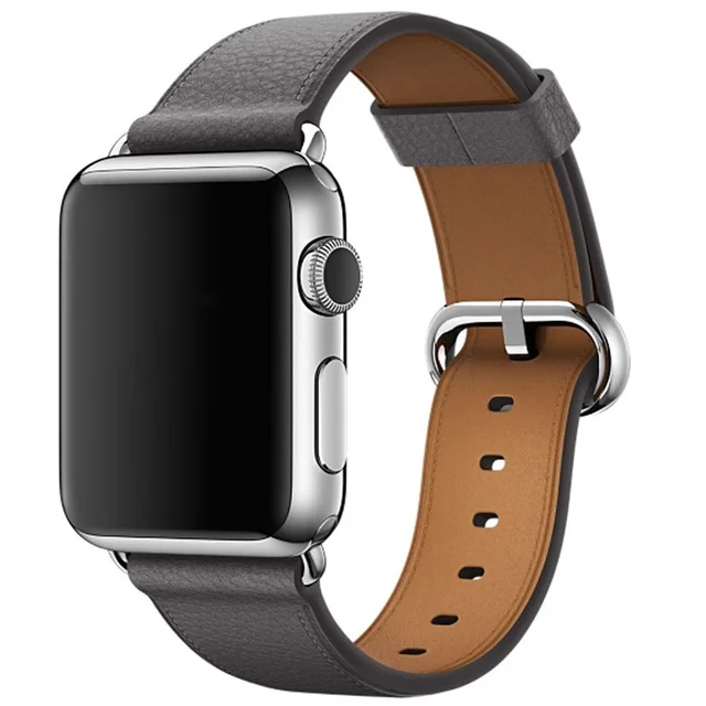 Samrt Watch Band for Apple Watch Band Series 6 SE 5 4 3 2 1 Leather Strap 44mm 38mm 42mm 40mm Grey