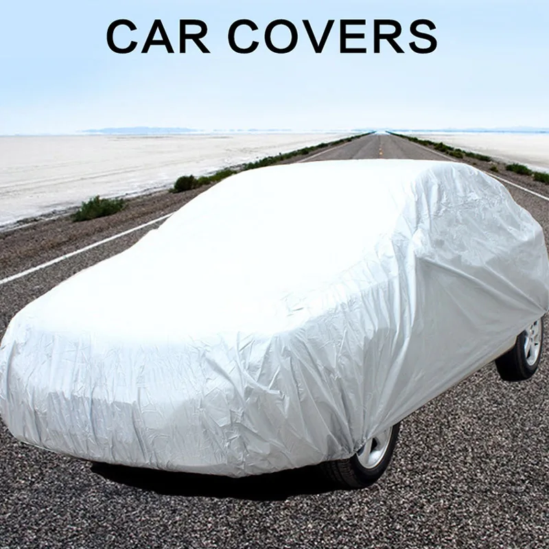 

Universal Full Car Covers Snow Ice Dust Sun UV Shade Cover Foldable Light Silver Size S-XXL Auto Car Outdoor Protector Cover