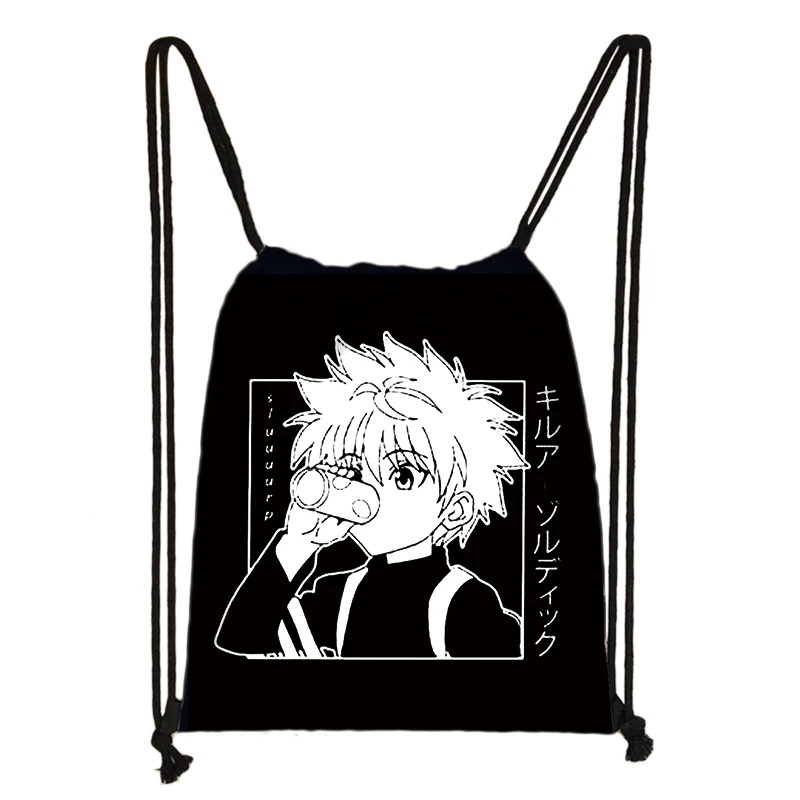 Anime HUNTERxHUNTER Backpack Hunter X Hunter Women Drawstring Bag HXH Killua Zoldyck Gon Freecss Chrollo Girl Storage Travel Bag stylish backpacks for teenage girl Stylish Backpacks