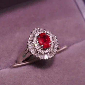 

Ruby Ring Pure 18K Gold Jewelry Real Natural 0.99ct Red Ruby Diamonds Jewelry Anniversary Female's Rings for Women's Fine Rings