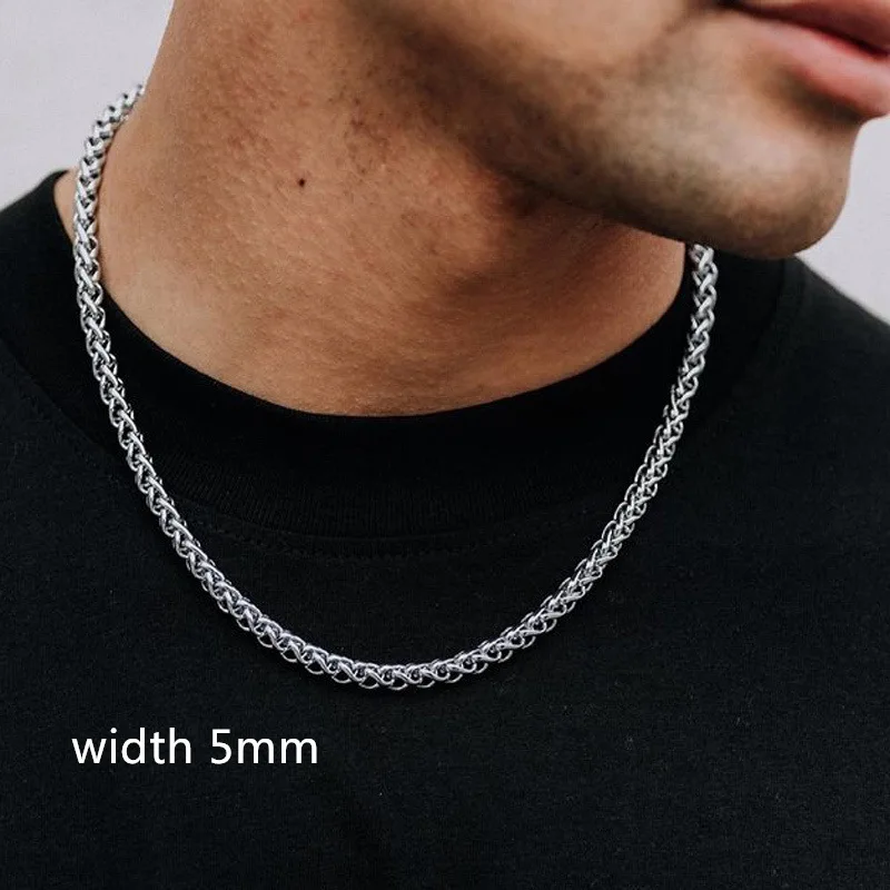 Rope Cuban Chain Necklace Men 2021 Fashion Temperament Stainless Steel Choker Link Chain Necklace For Men Jewelry Gift 