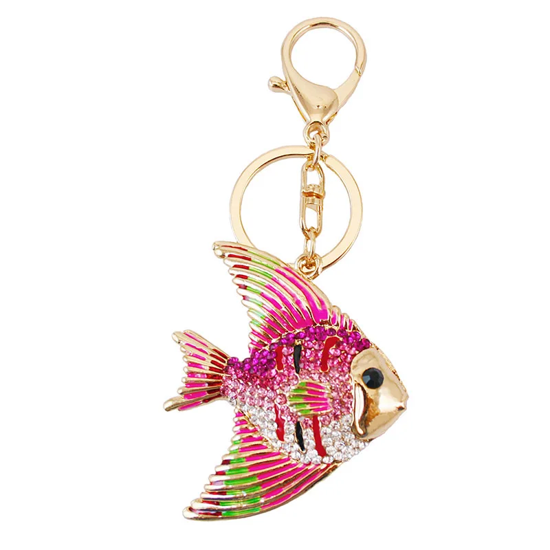 

Korean-style Creative Cute Cartoon Tropical Fish Diamond Set Car Key Ring Metal Pendant WOMEN'S Bag Hanging Decoration Gift Acce