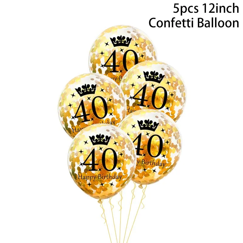5pcs 40 balloons WEIGAO золотые/черные шары на 30 дней рождения латексные шары для взрослых 30 конфетти шары счастливые шары на 30 цифр Globos поставки - Цвет: 5pcs 40 balloons