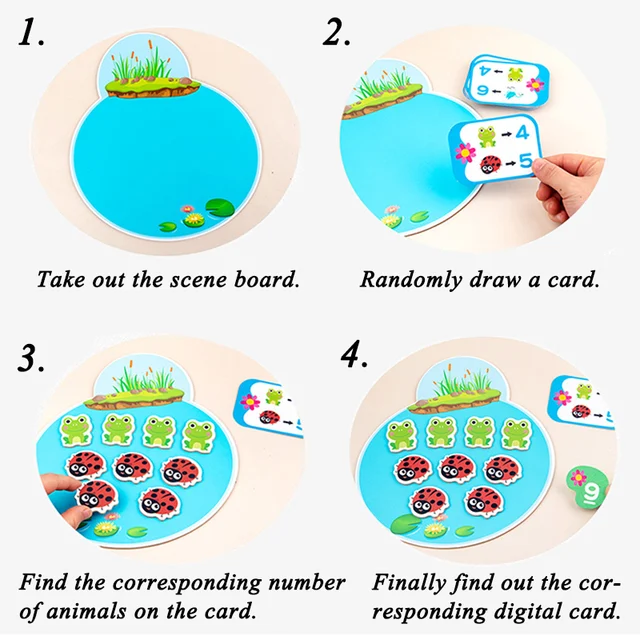 Montessori 1-10 Arithmetic Toy Wooden Animal Addition and Subtraction Counting Game Mathematical Toys For Preschool Children New 5