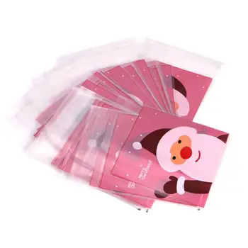 

50Pcs Christmas Bag Santa Claus Cellophane Gift Cookie Fudge Candy Self Adhesive