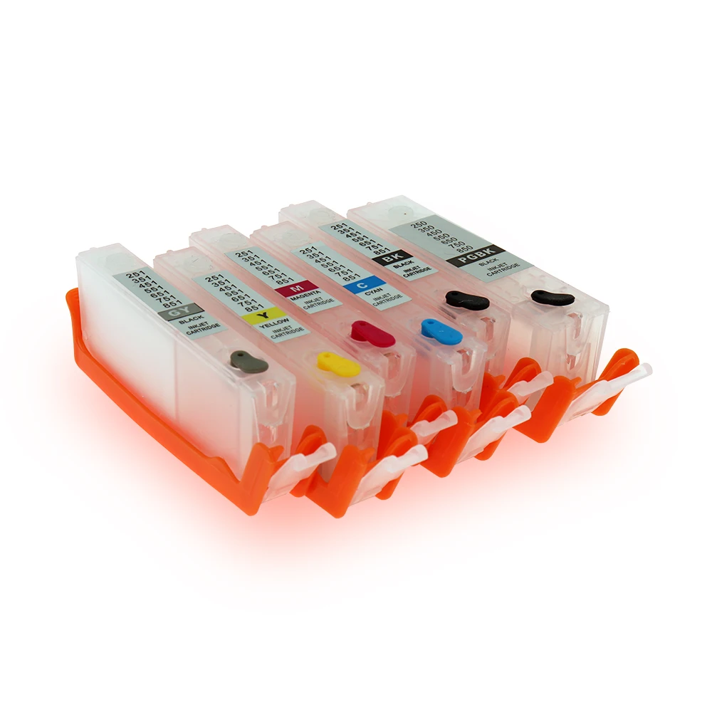 

6 colors PGI-250XL CLI-251XL Refillable Ink Cartridges for Canon Pixma MG6320 MG7520 with ARC Chips
