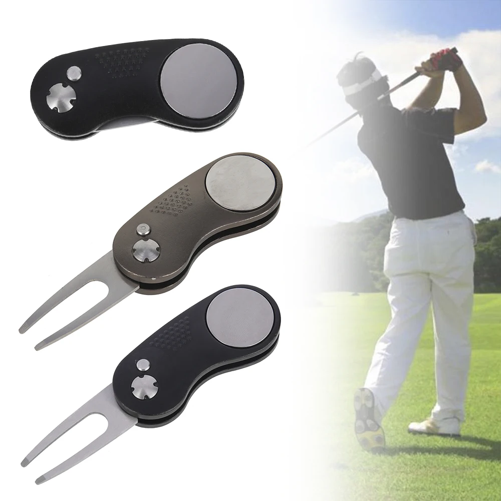 Mini Foldable Golf Divot Repair Tool Switchblade Pitch Groove Cleaner