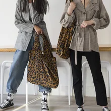 Вельветовая сумка с леопардовым узором, специальная секция, примечание, Большая вместительная сумка для покупок, красная