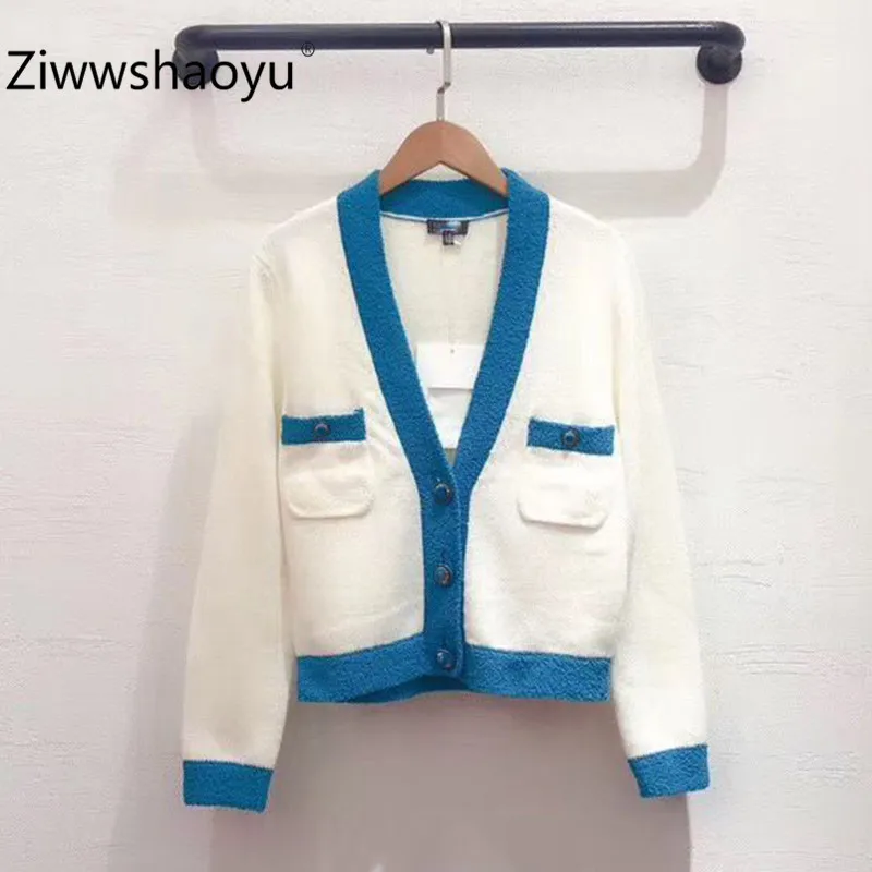 ^*Best Offers Ziwwshaoyu Women's High Quality Clothing Long Sleeve V Collar Single-Breasted Autumn Winter Knitting Cardigan Tops