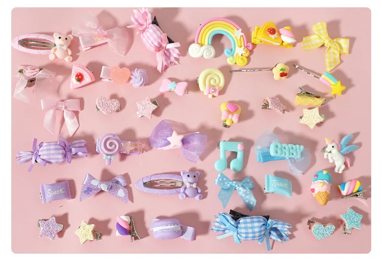 

Handmade sweet loin pink blue purple yellow lolita Harajuku hair ornaments sweet hairpin bear candy gingerbread house