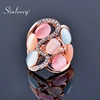 SINLEERY femmes luxe creux multicolore opale pierre grands anneaux taille 6 7 8 9 10 Rose or couleur Vintage bijoux JZ509 SSI ► Photo 1/6