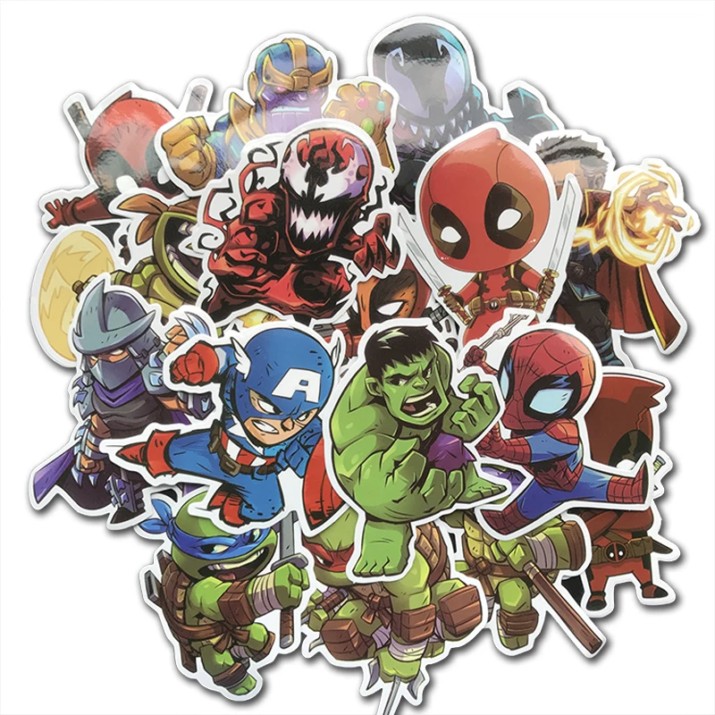 50 шт./партия мультфильм милый Marvel супер наклейки герои для детей игрушка самодельный скейтборд багаж ноутбук наклейки-граффити наклейка с бомбой пакет