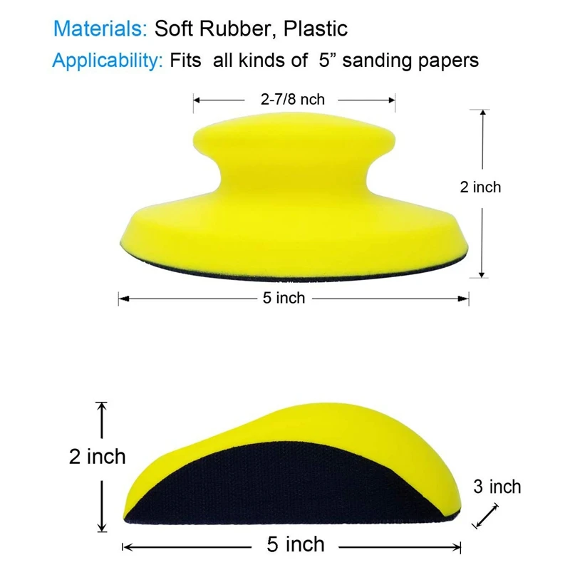 2 упаковки 5 дюймовых ручных шлифовальных блоков круглые и в форме мыши для 5-дюймовых дисков с крючками и петлями идеально подходят для восстановления деревянной мебели H