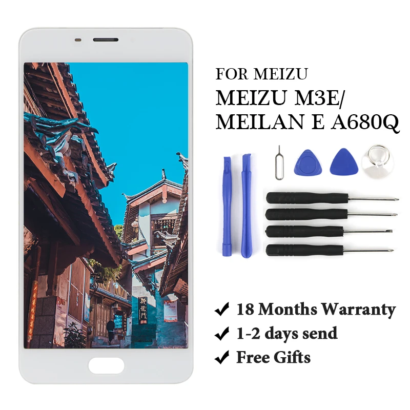 

5.5" MEIZU M3E LCD Display Touch Screen Digitizer Assembly Meilan E Meizu M3E LCD Replacement Parts+Tools Black/White