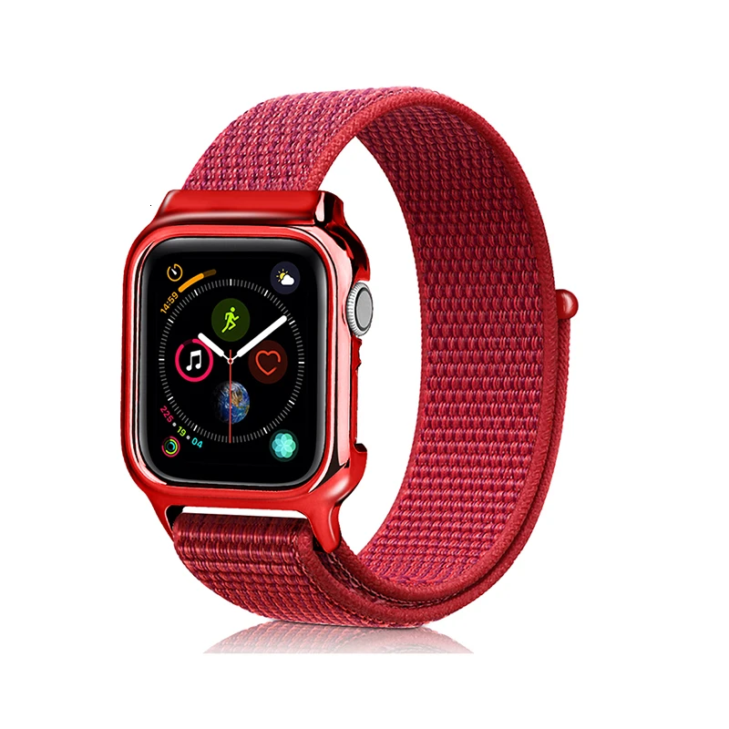 Спортивный чехол на липучке для Apple Watch band 44 мм 40 мм петля iwatch series 5 4 3 2 1 42 мм 38 мм браслет наручные Аксессуары для часов - Цвет ремешка: Red