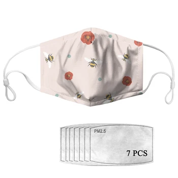 

Adult/Kids Mouth Mask Flower Bee Print Masque Masks for Girls Soft Elastic Face Mask Cover Mask with Filter Respirator Anti-Dust