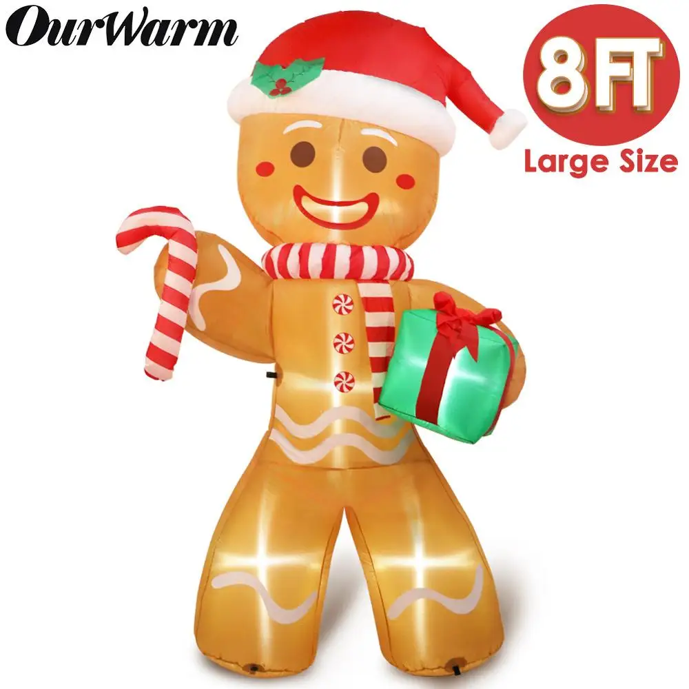 

Надувной Человечек-пряник OurWarm, ночсветильник, фигурки для улицы, сада, игрушки, новый год 2020, 8 футов, украшения для рождественской вечеринки для дома