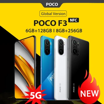 Global Version POCO F3 NFC 5G 6GB 128GB/8GB 256GB Mobile Phone Snapdragon 870 Octa Core 6.67"120Hz E4 AMOLED Display 48MP 33W 1