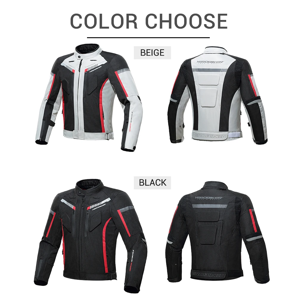 HEROBIKER Waterproof Motorcycle Racing Suit Protective Gear Motorcycle  Jacket+Motorcycle Pants Hip Protector Moto Clothing Set