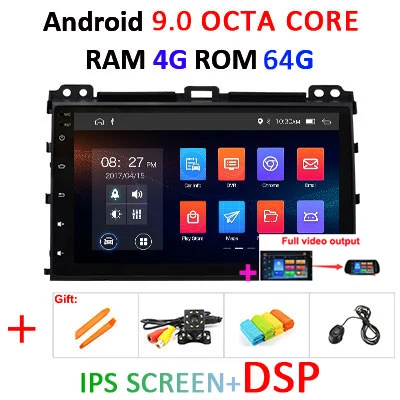 9 ''8 ядерный 4 г+ 64 г 2 din Android 9 Автомобильный мультимедийный dvd-плеер gps аудио для Toyota Prado 120 для Lexus GX470 Автомагнитола стерео obd2 - Цвет: 4G64GIPSDSP F no can