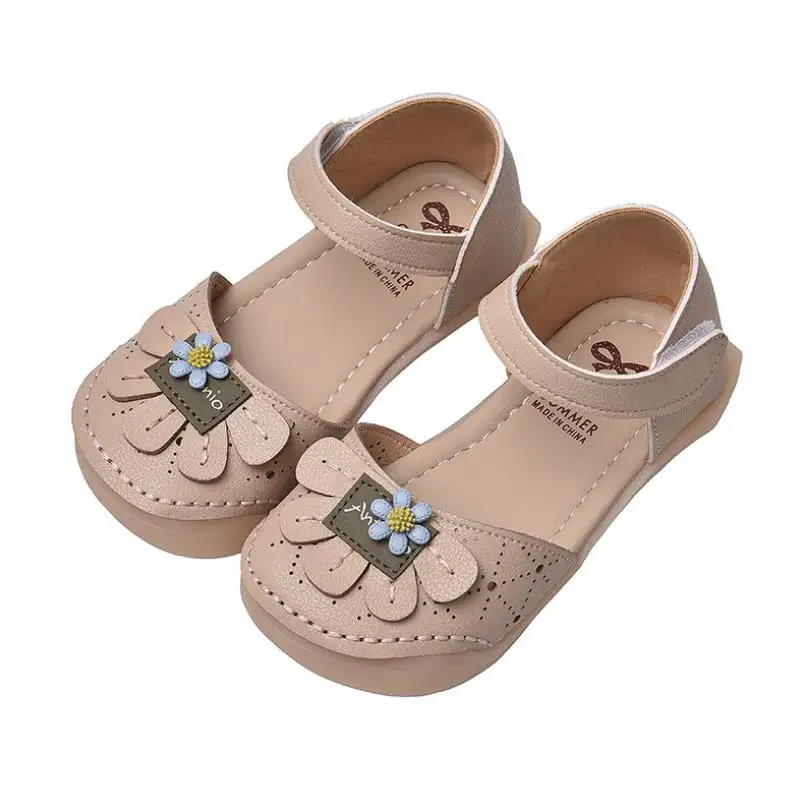 

2020 New Kids Flowers Summer Shoes Little Girls Cute Sandals Children Princess Beach Flat Sandals Size 21-30