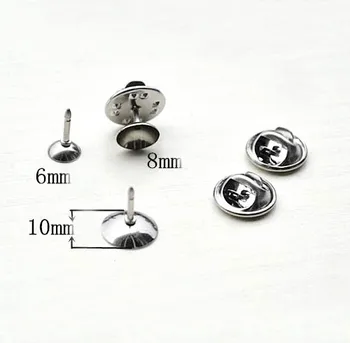 

Stainless Steel Shirt neck Collar Clip Blood Brooch pins Badge Butterfly Backs 6mm 8mm 10mm Circle Bezel Pearl Base DIY Findings