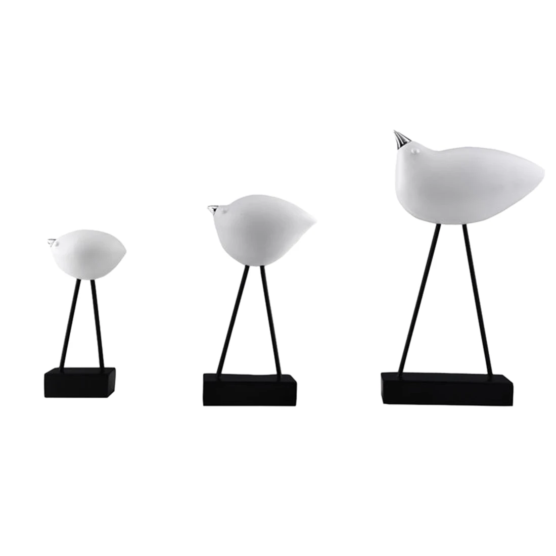 

3Pcs Sandstone Bird Statue Bird Sculpture Creative Home Resin Crafts Ornaments Home Living Room Bedroom Desk Decorations - White