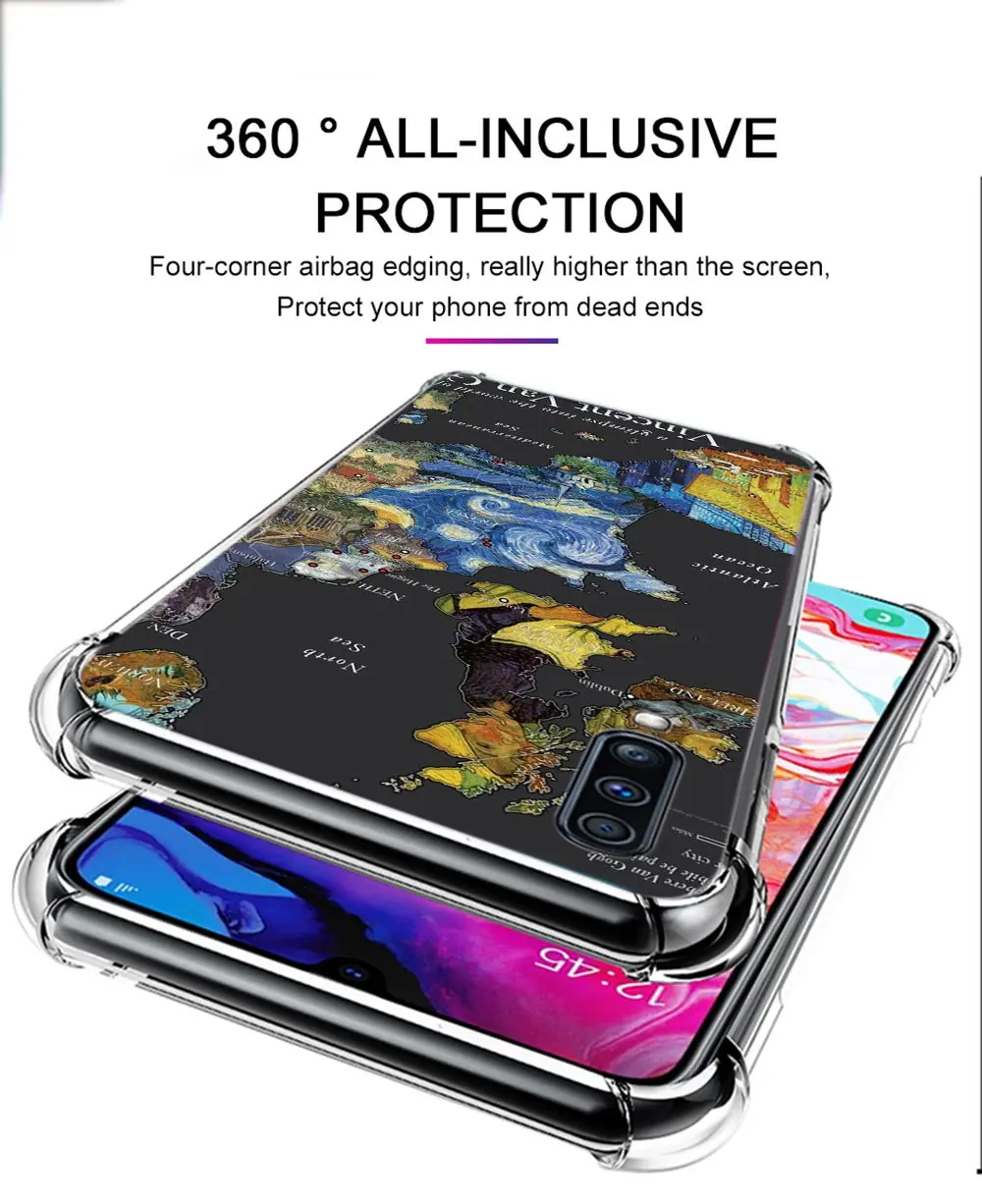 Чехол Ван Гог Звездный для Samsung Galaxy A50 A70 A80 A90 5G A20 A30 A40 A10 A20e A10s подушка безопасности