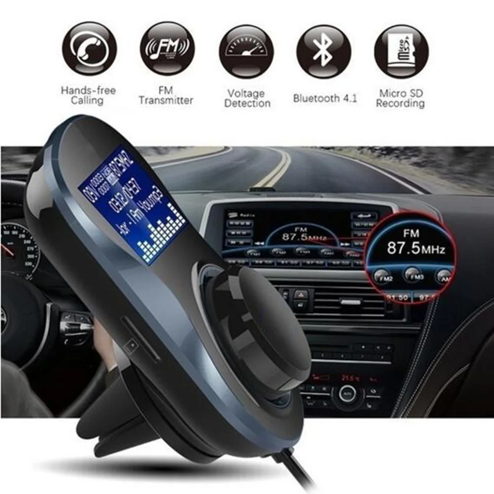 Bluetooth fm-передатчик Аудио Автомобильный MP3-плеер беспроводной автомобильный fm-модулятор громкой связи Bluetooth автомобильный комплект с ЖК-дисплеем