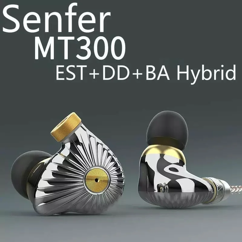 Senfer MT300 TDK EST Knowles Dyanmic EST BA DD Hybrid Hifi Music Monitor DJ Studio CNC Metal MMCX Audiophile Earphones Earbuds