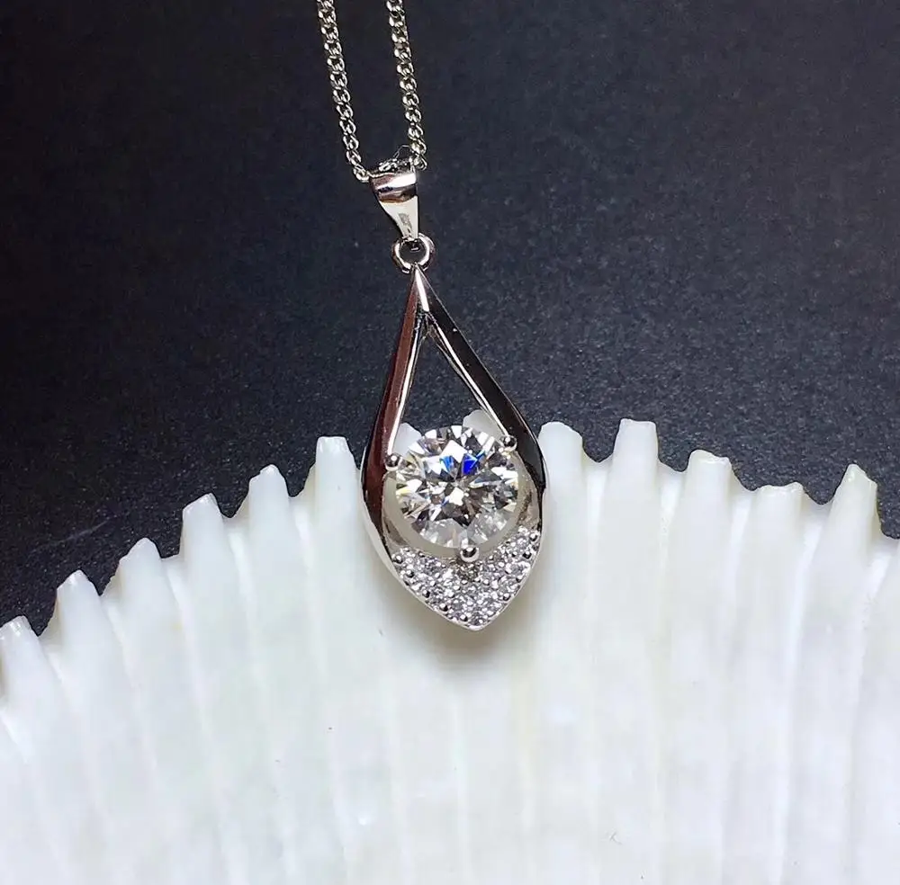 Usps доставка настоящий Муассанит ожерелье для женщин, 1 карат драгоценный камень ювелирные изделия, 925 пробы серебро с сертификатом GRA